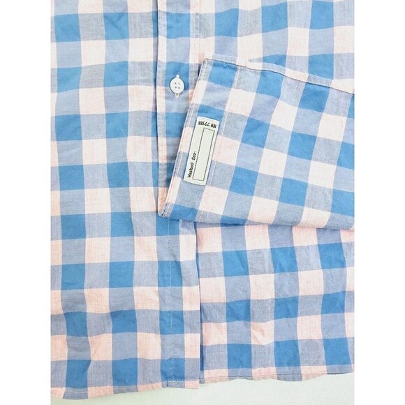 J. Crew Slim Stretch Size XL Men's Blue Pink Check Button Down Long Sleeve Shirt - Picture 8 of 11